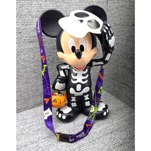 Disney Parks Halloween Popcorn Bucket Skeleton Mickey Mouse Glow In The Dark 15"